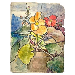 "Nasturtium, " Watercolor by Louis Comfort Tiffany for Stained Glass Window, '21