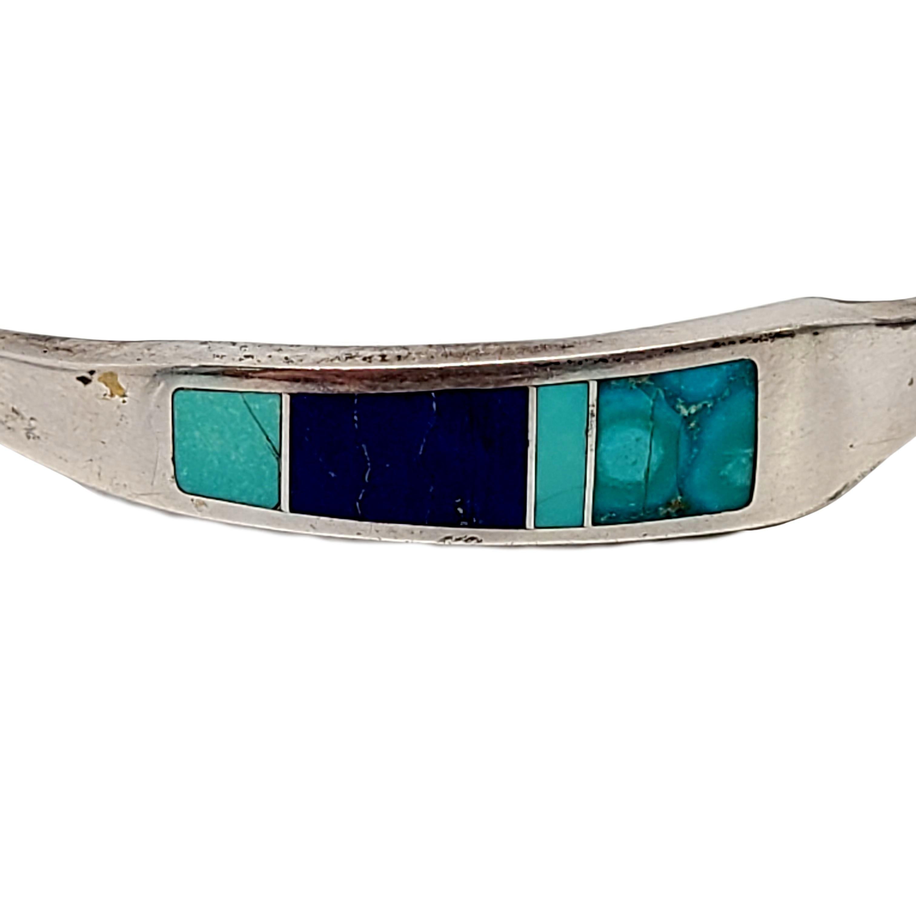 Nat American Ray Tracey Knifewing Seguara Sterling Turquoise Lapis Cuff Bracelet 2