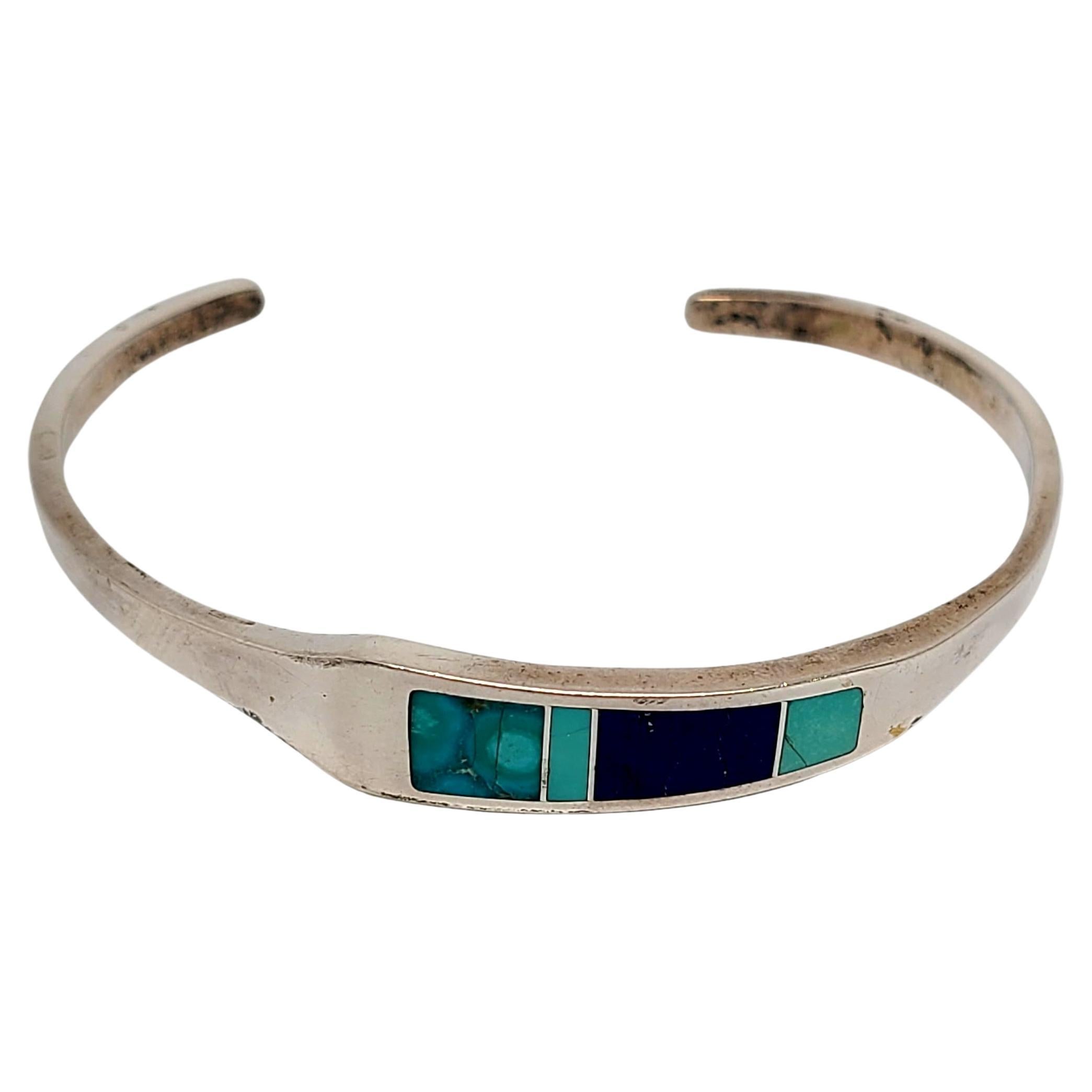 Nat American Ray Tracey Knifewing Seguara Sterling Turquoise Lapis Cuff Bracelet