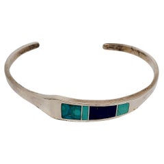 Nat American Ray Tracey Knifewing Seguara Sterling Turquoise Lapis Cuff Bracelet