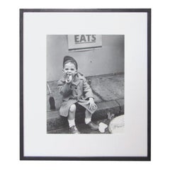 Vintage Nat Fein Silver Gelatin Photograph of a Boy Eating a Hot Dog