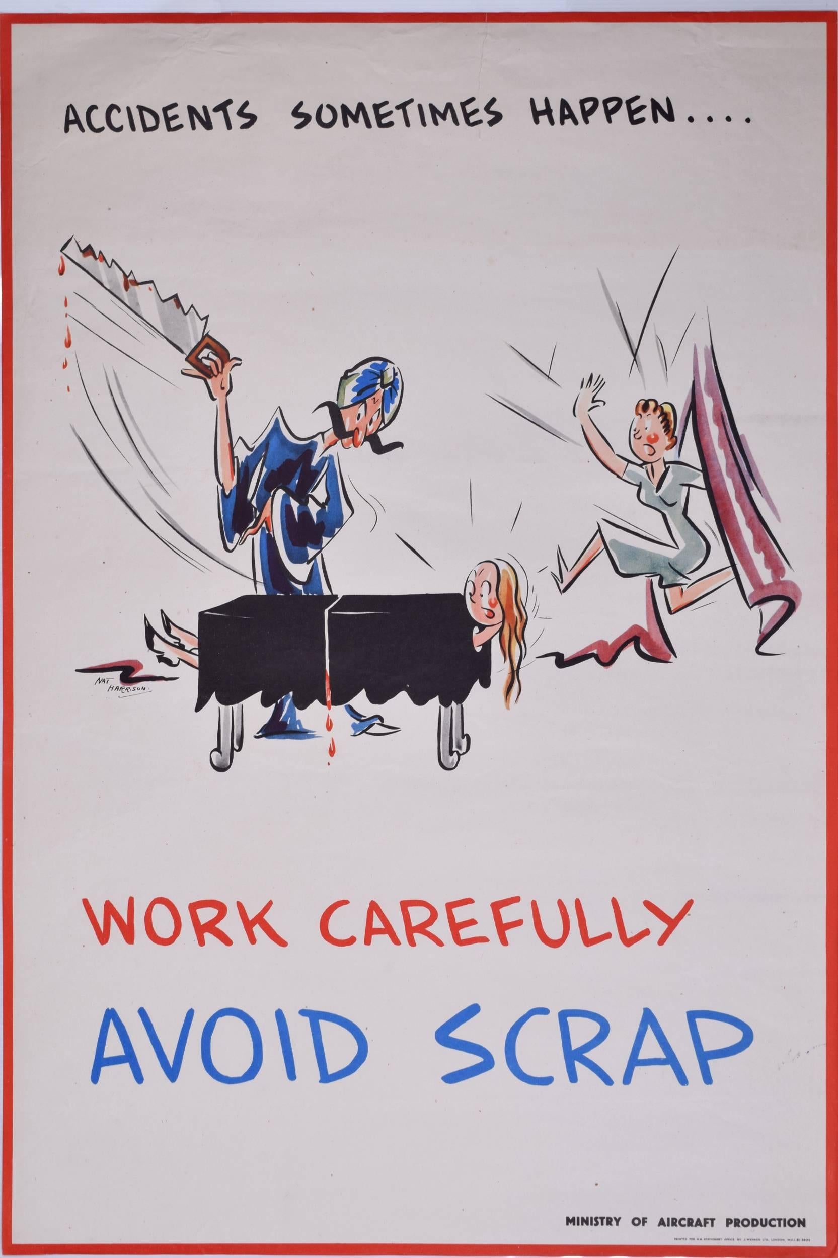 Affiche originale de 1943 du ministère de la production aérienne : Magician WW2 Nat Harrison