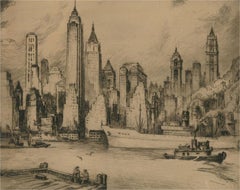 Nat Lowell (1880-1956) - Early 20th Century Etching, The New York Skyline