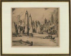 Nat Lowell (1880-1956) - Early 20th Century Etching, The New York Skyline (L'horizon de New York)