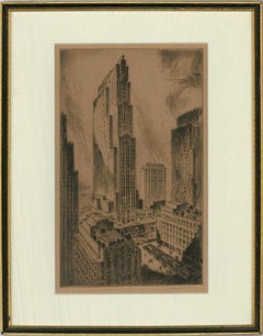 Nat Lowell (1880-1956) - Etching, View of the Rockefeller Center