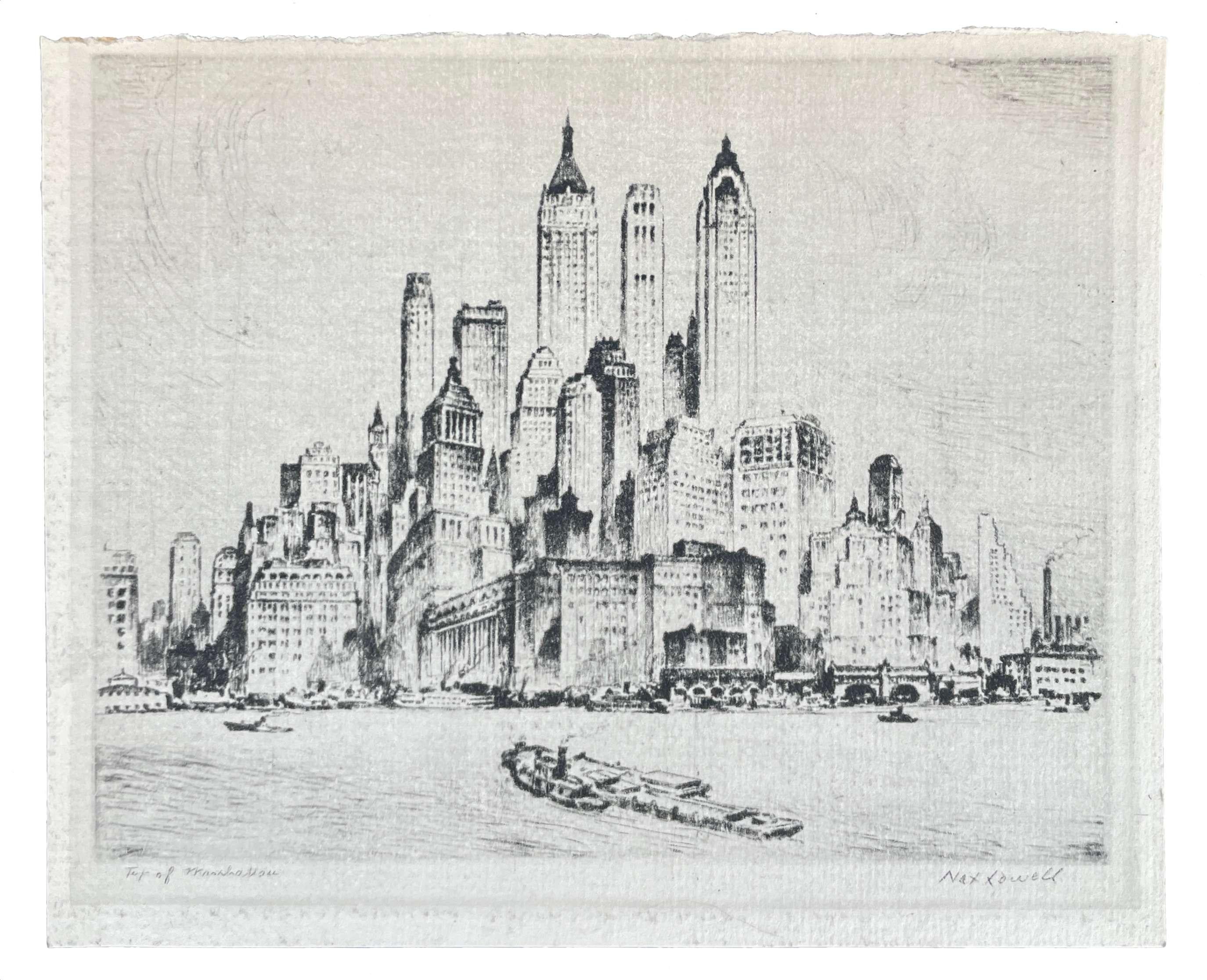 Tip of Manhattan - American Modern Print by Nat Lowell