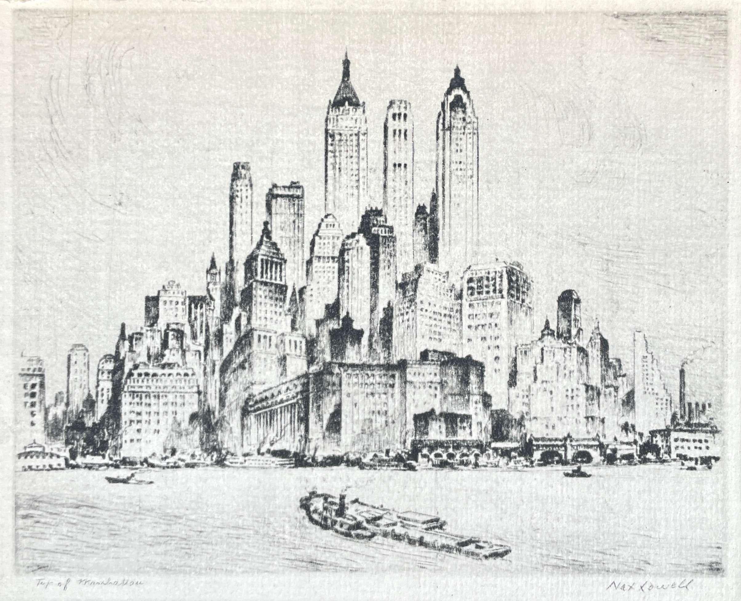 Nat Lowell Landscape Print - Tip of Manhattan