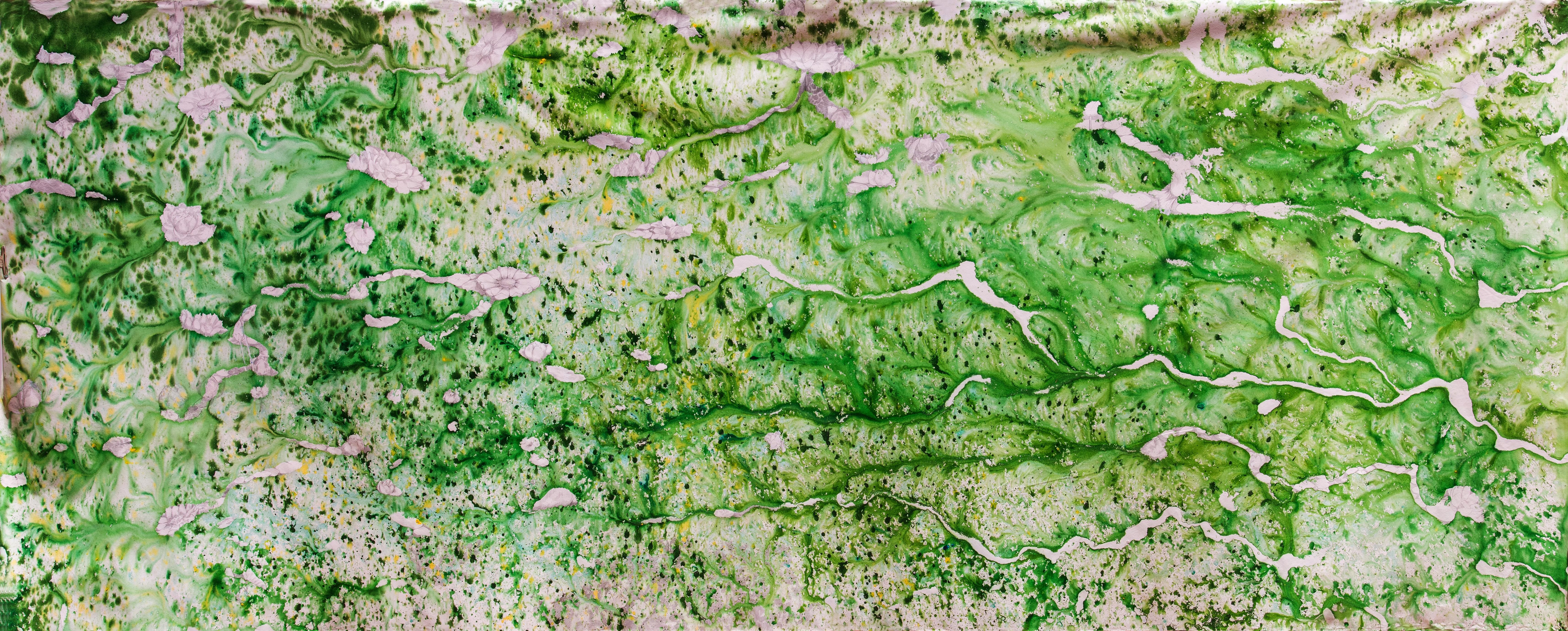 Registros y llagas, nenúfares y un pájaro. Aus der Serie Registros – Mixed Media Art von Nat Orlowski