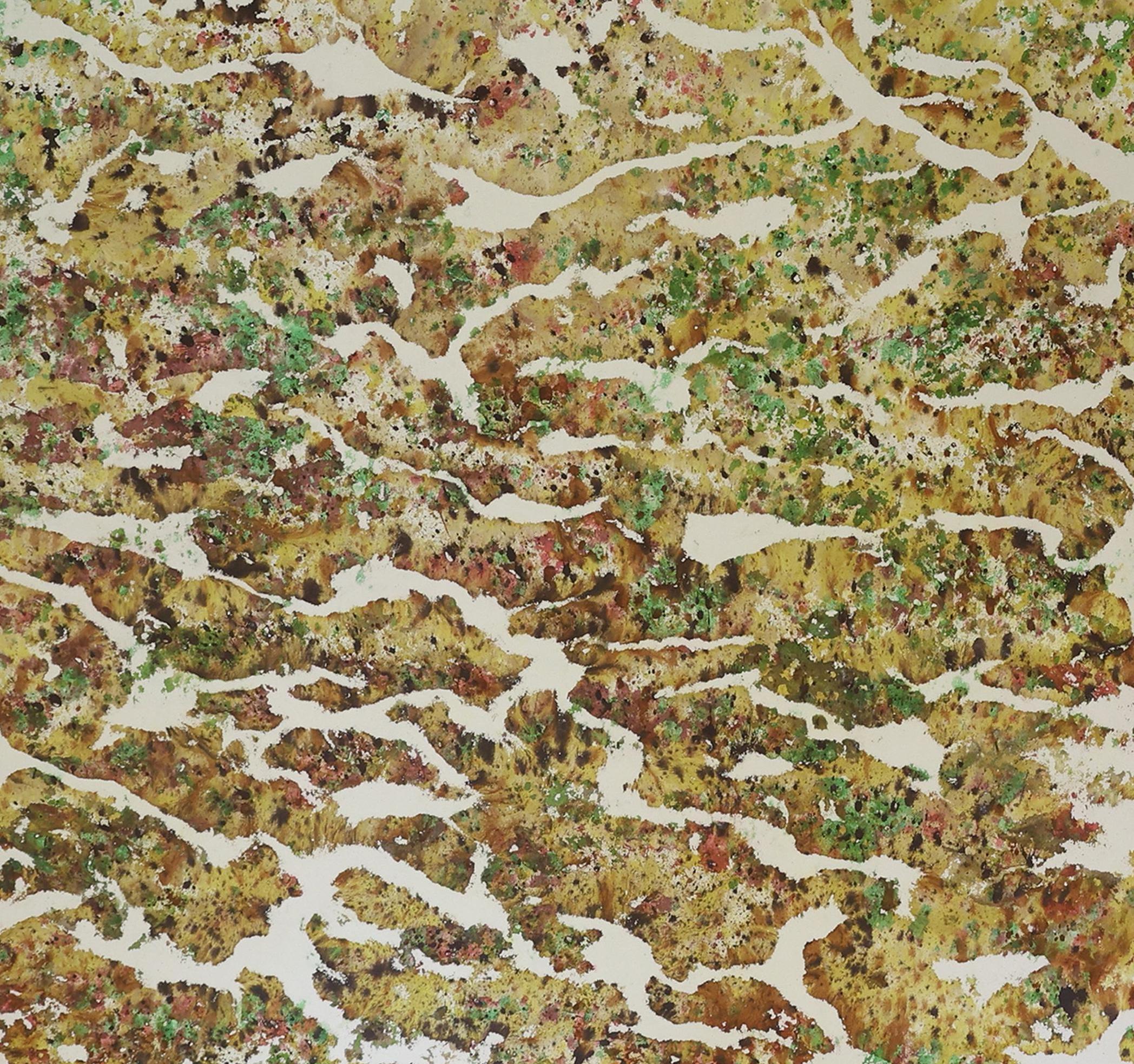 Registros XXIII, 2023 por Nat Orlowski
De la serie Registros
Lacas, pigmentos, tinta china, acrílico, agua y sol sobre lienzo.
Tamaño: 480 cm de alto x 180 cm de ancho. 
Único 

Impresiones de vidas pasadas, percepciones de vidas futuras. La serie