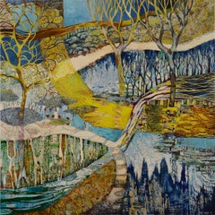 The River Flows Cool #1 - Abstract Landscape by Nat Ward