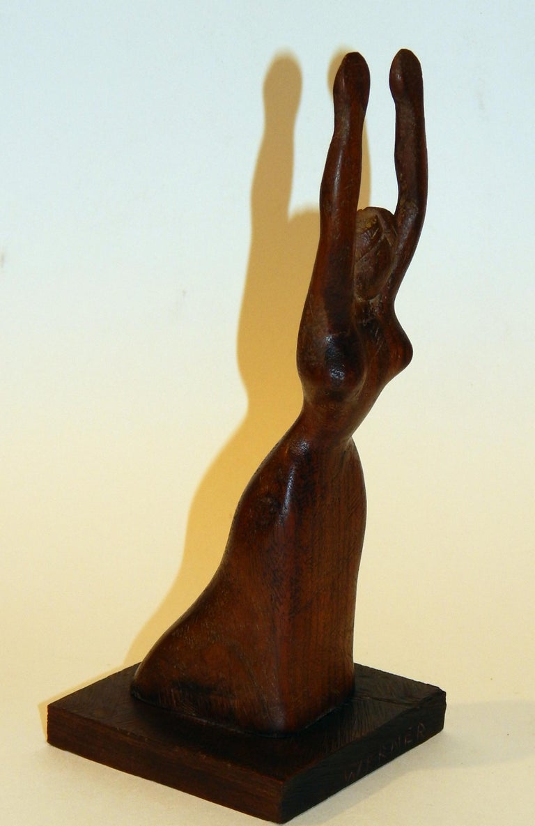 Nat Werner Original Wood Sculpture, Female Figure For Sale at 1stDibs