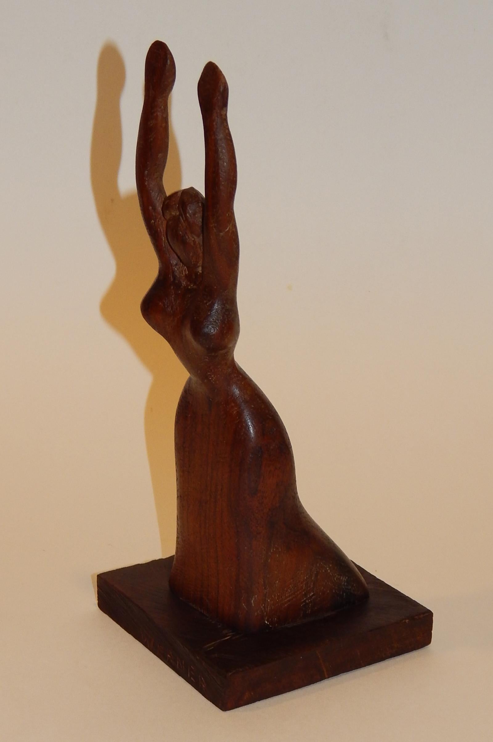 Carved Nat Werner Original Wood Sculpture, Female Figure For Sale