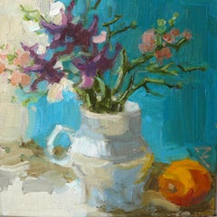 Still life with flowers and fruit