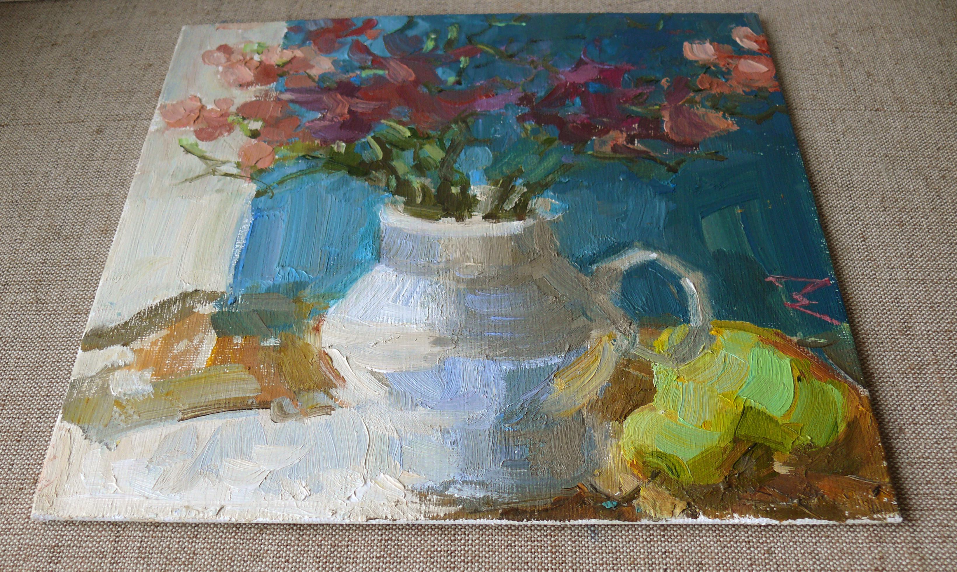 Nature morte aux fleurs et à la poire en vente 1