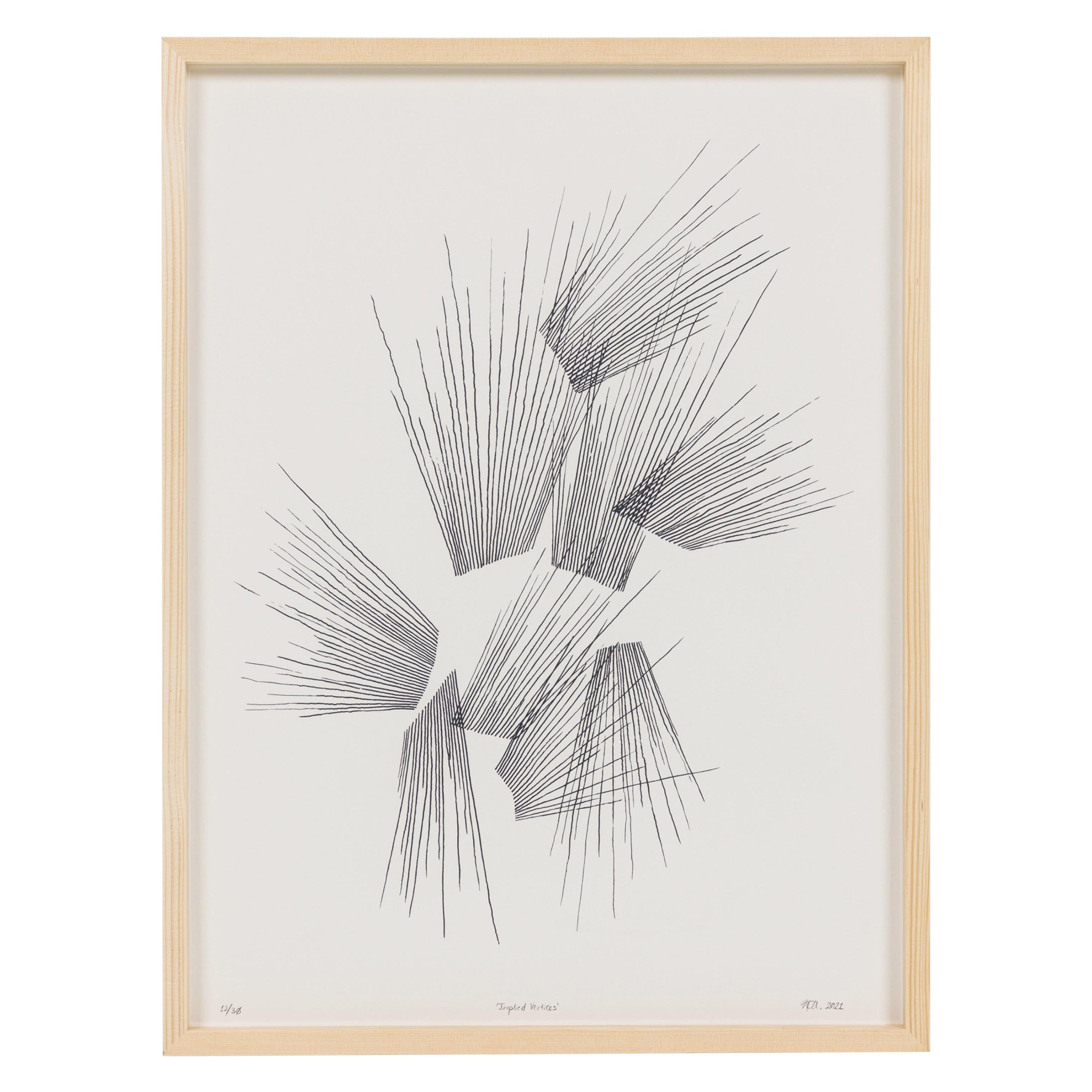 Natale Adgnot American Framed Mixed Media Drawing, "Implied Vertices #12" en vente