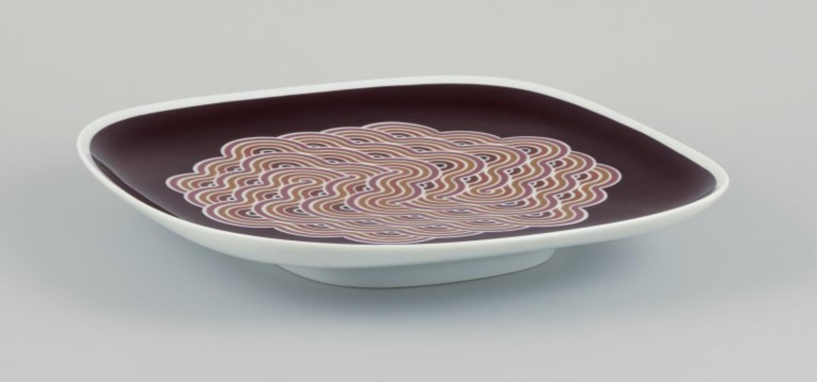 Natale Sapone for Rosenthal, Germany. Large square porcelain platter. For Sale 2