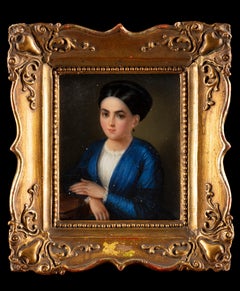 18th-19th Century By Natale Schiavoni Portrait of the sister Oil on Cardboard