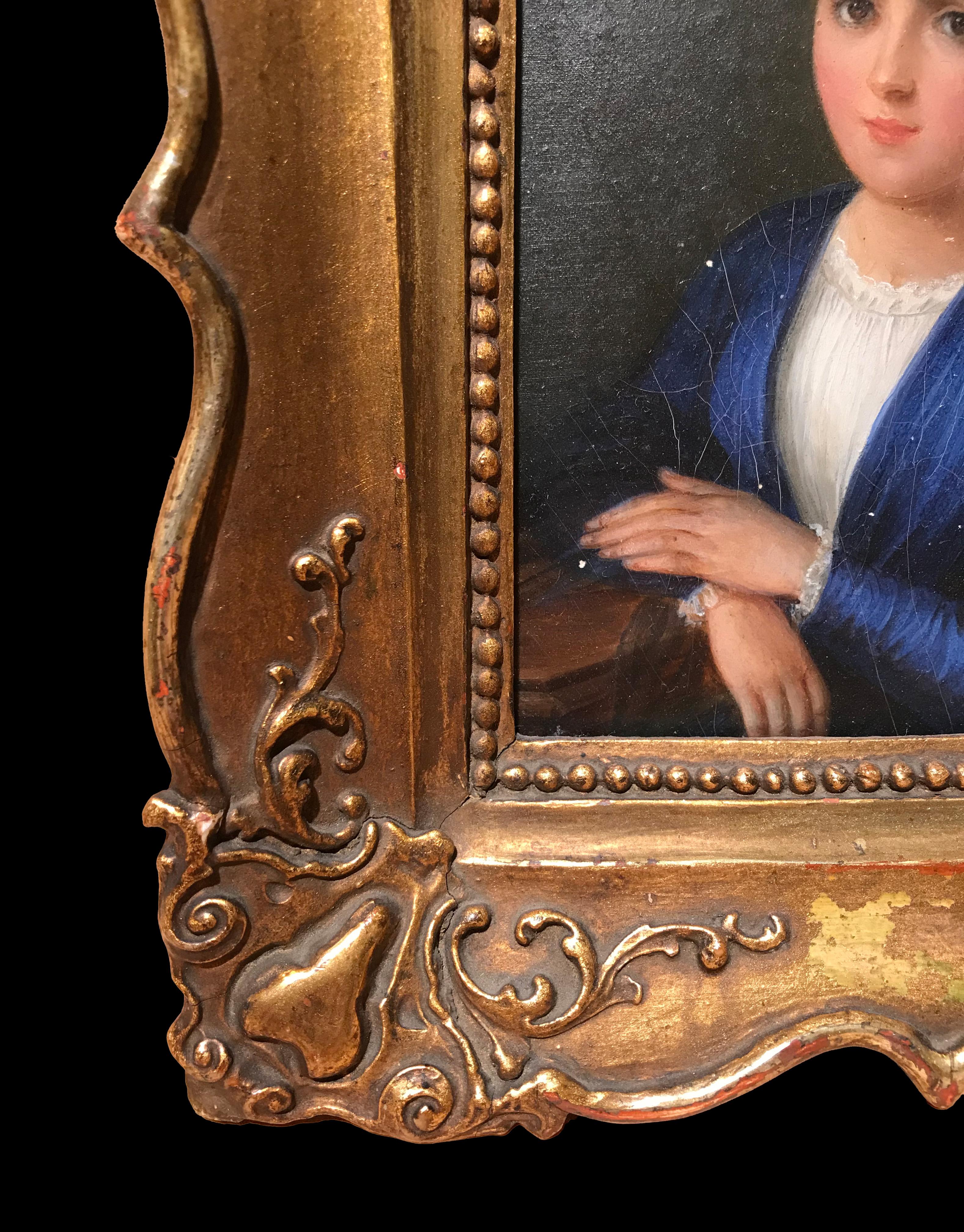 XVIII-XIX secolo Di Natale Schiavoni Ritratto della sorella Olio su cartone in vendita 6