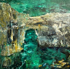"Al otro lado del océano" por Natalia Aandewiel - Paisaje marino impresionista con arco de roca