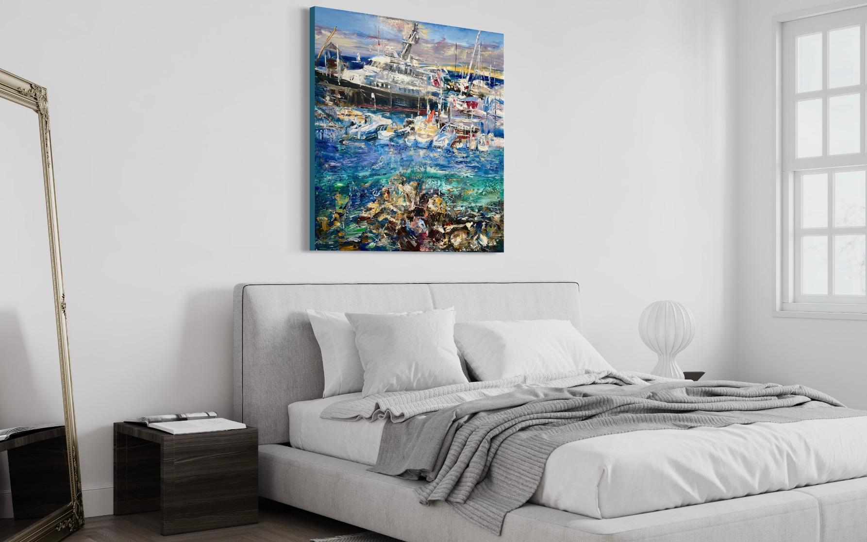 „Amara“ von Natalia Aandewiel – strukturierte Marina- Meereslandschaft – Gemälde des Impressionismus im Angebot 10
