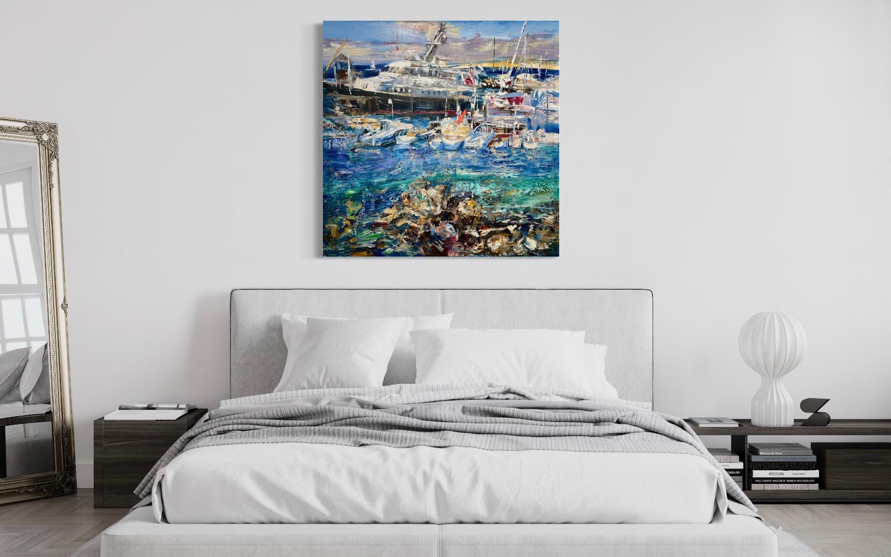 „Amara“ von Natalia Aandewiel – strukturierte Marina- Meereslandschaft – Gemälde des Impressionismus im Angebot 1
