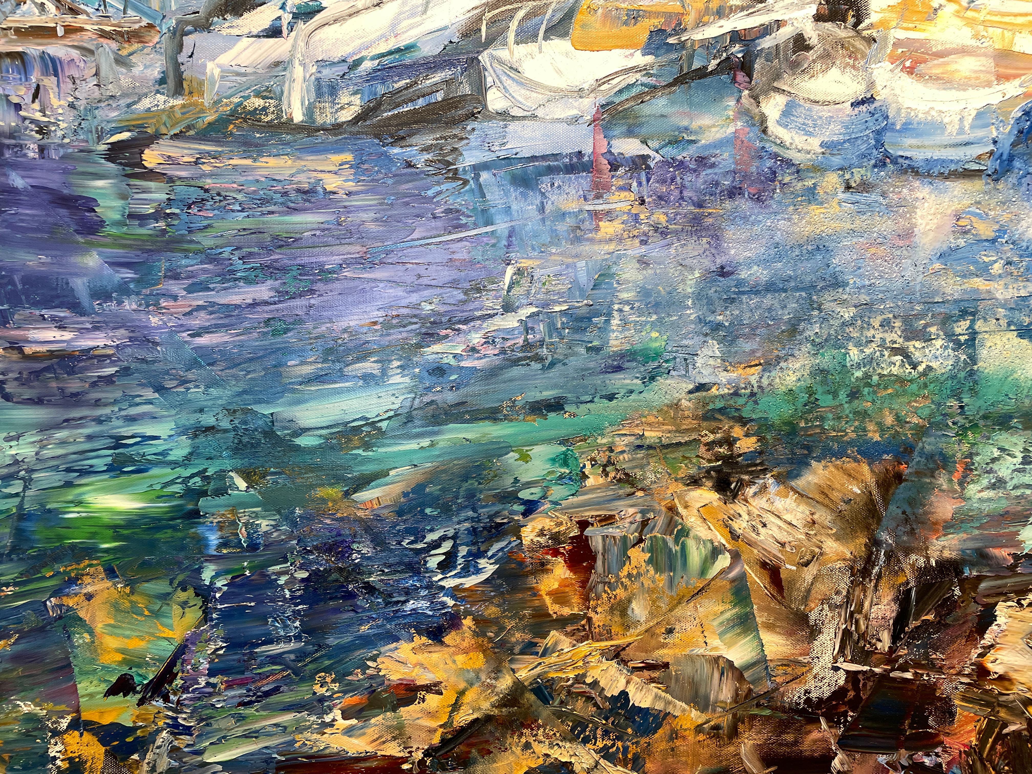 „Amara“ von Natalia Aandewiel – strukturierte Marina- Meereslandschaft – Gemälde des Impressionismus im Angebot 6