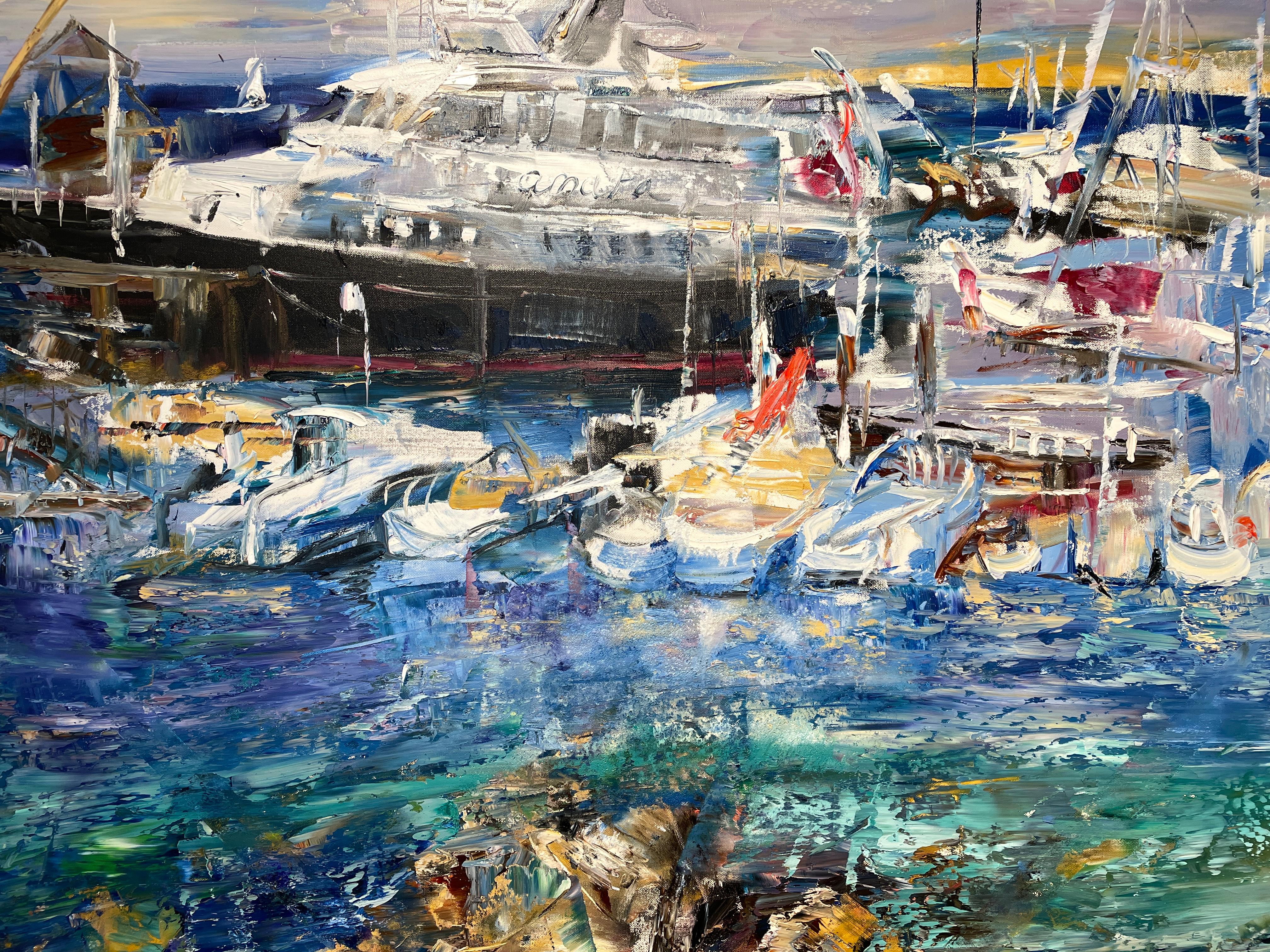 „Amara“ von Natalia Aandewiel – strukturierte Marina- Meereslandschaft – Gemälde des Impressionismus im Angebot 7