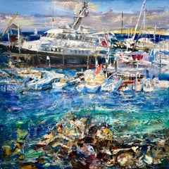 "Amara" de Natalia Aandewiel - Paisaje marino con textura - Pintura impresionista