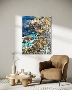 "Lovers Point Afternoon" - Impasto Expressionist Vibrant Seascape Oil Painting