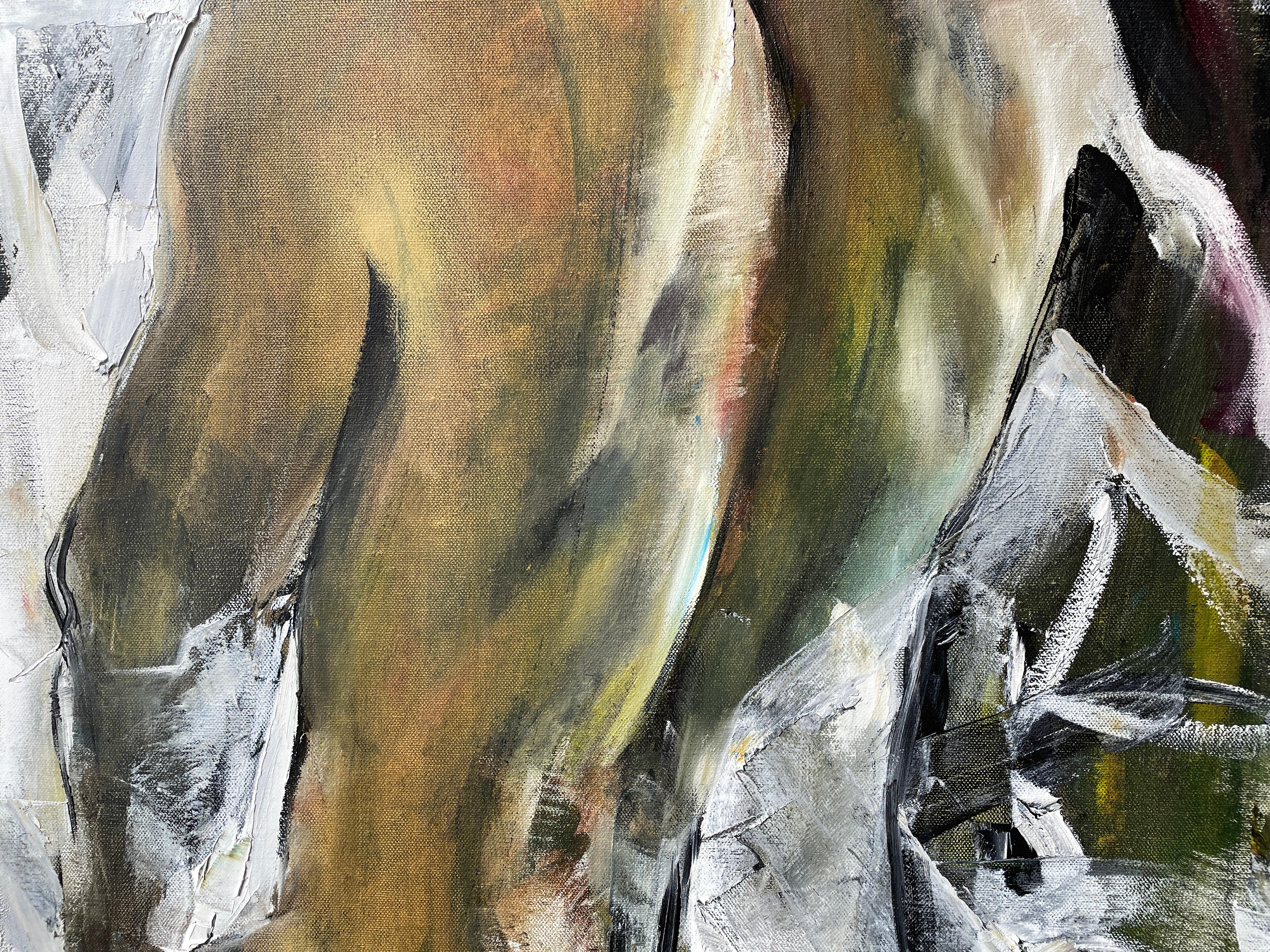 'Male Curve' by Natalia Aandewiel - Figurative Impressionist Nude Male  For Sale 5
