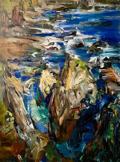 "Reinos oceánicos" de Natalia Aandewiel - Paisaje marino impresionista de acantilados oceánicos