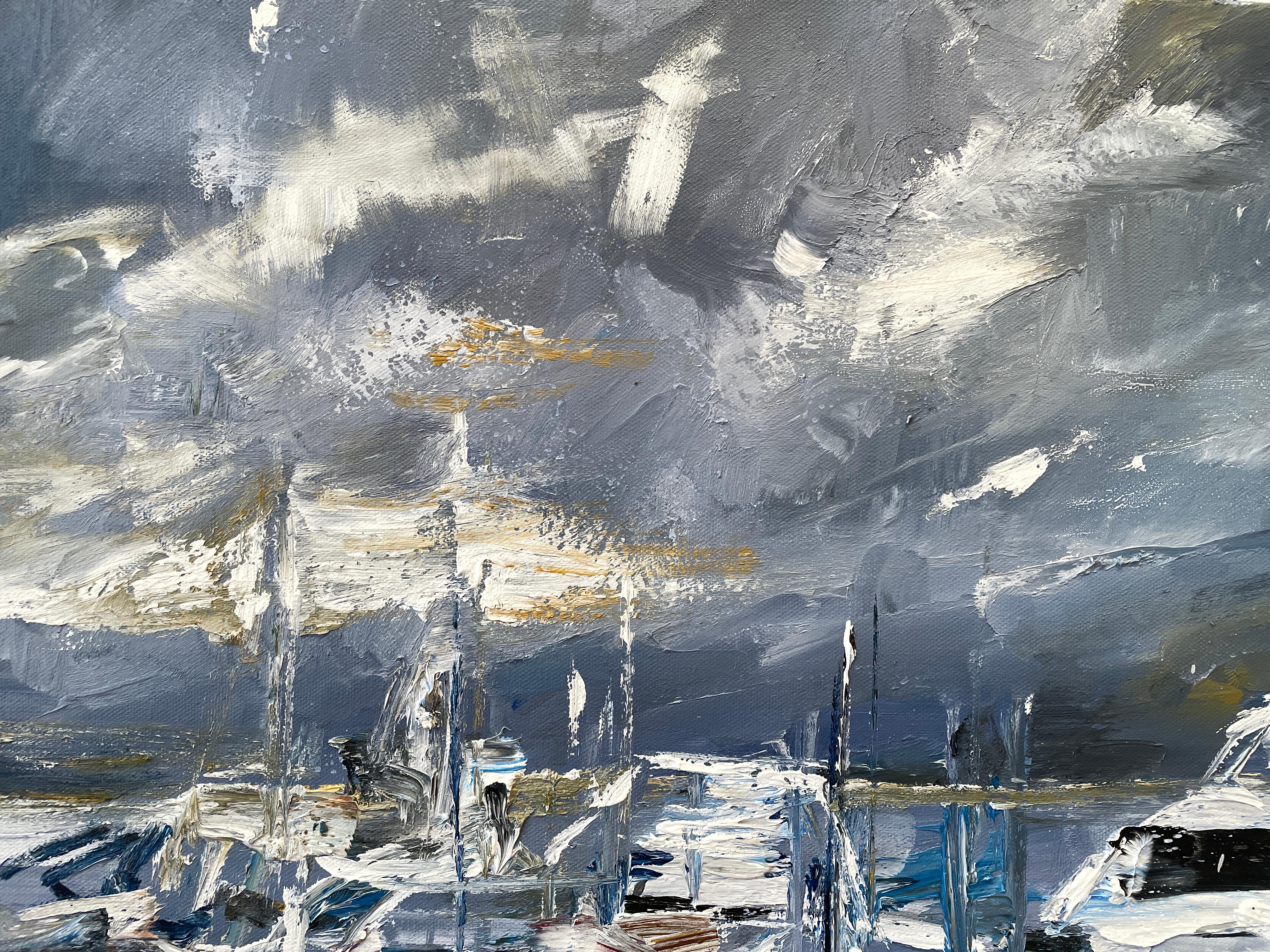 'Seabound Symphony' di Natalia Aandewiel - Paesaggio marino nuvoloso impressionista in vendita 1