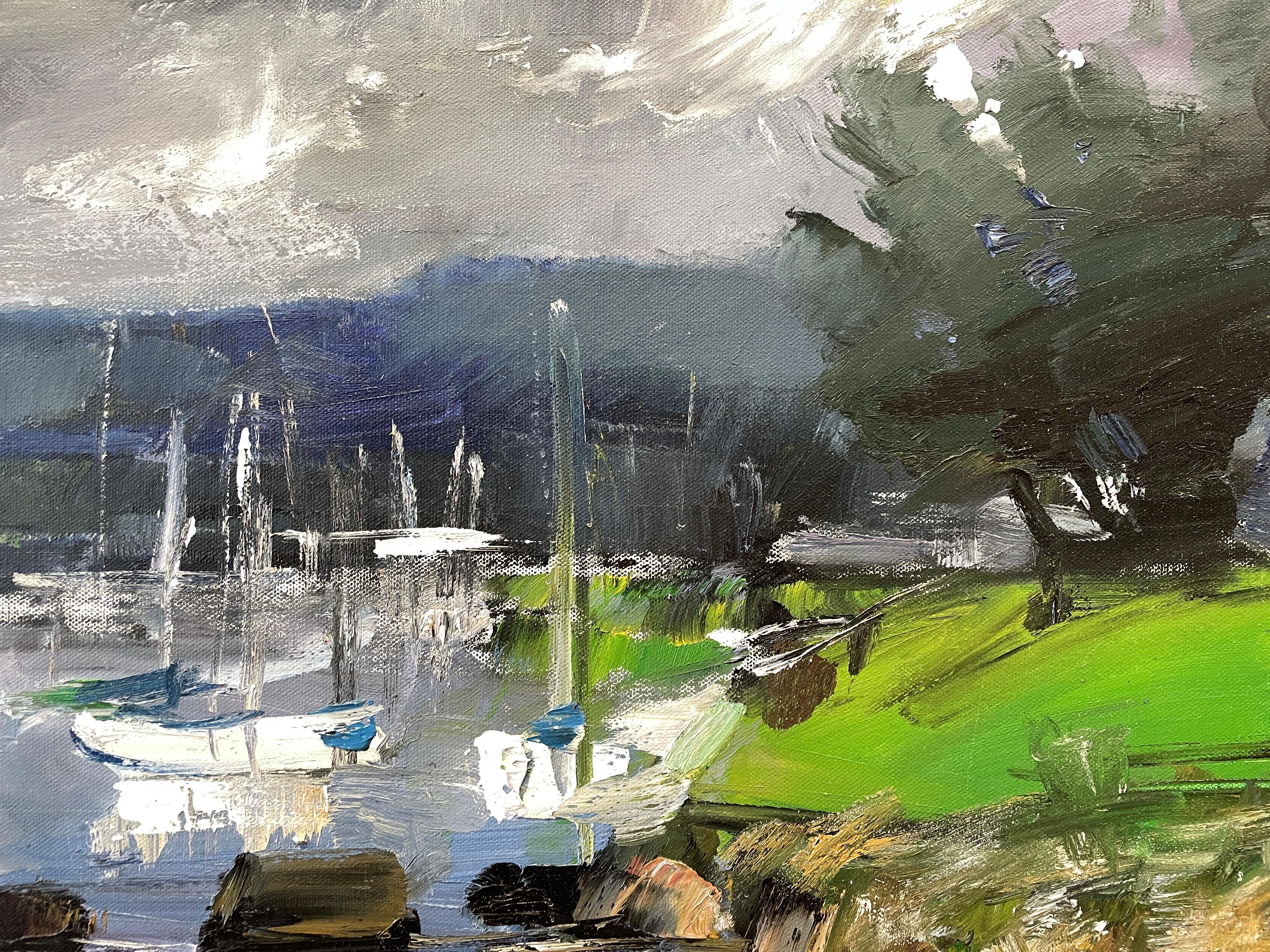 'Seabound Symphony' di Natalia Aandewiel - Paesaggio marino nuvoloso impressionista in vendita 4