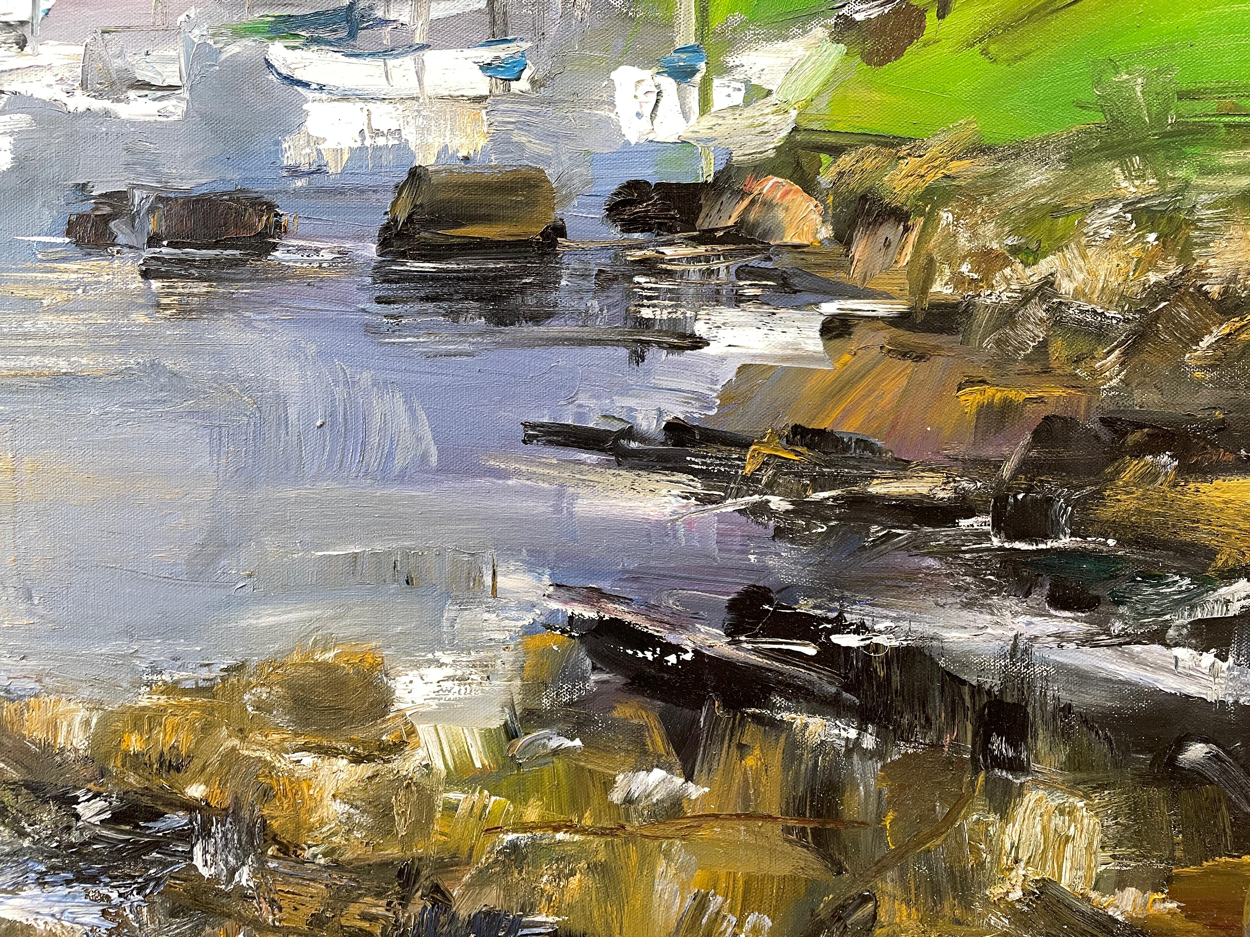 'Seabound Symphony' di Natalia Aandewiel - Paesaggio marino nuvoloso impressionista in vendita 5