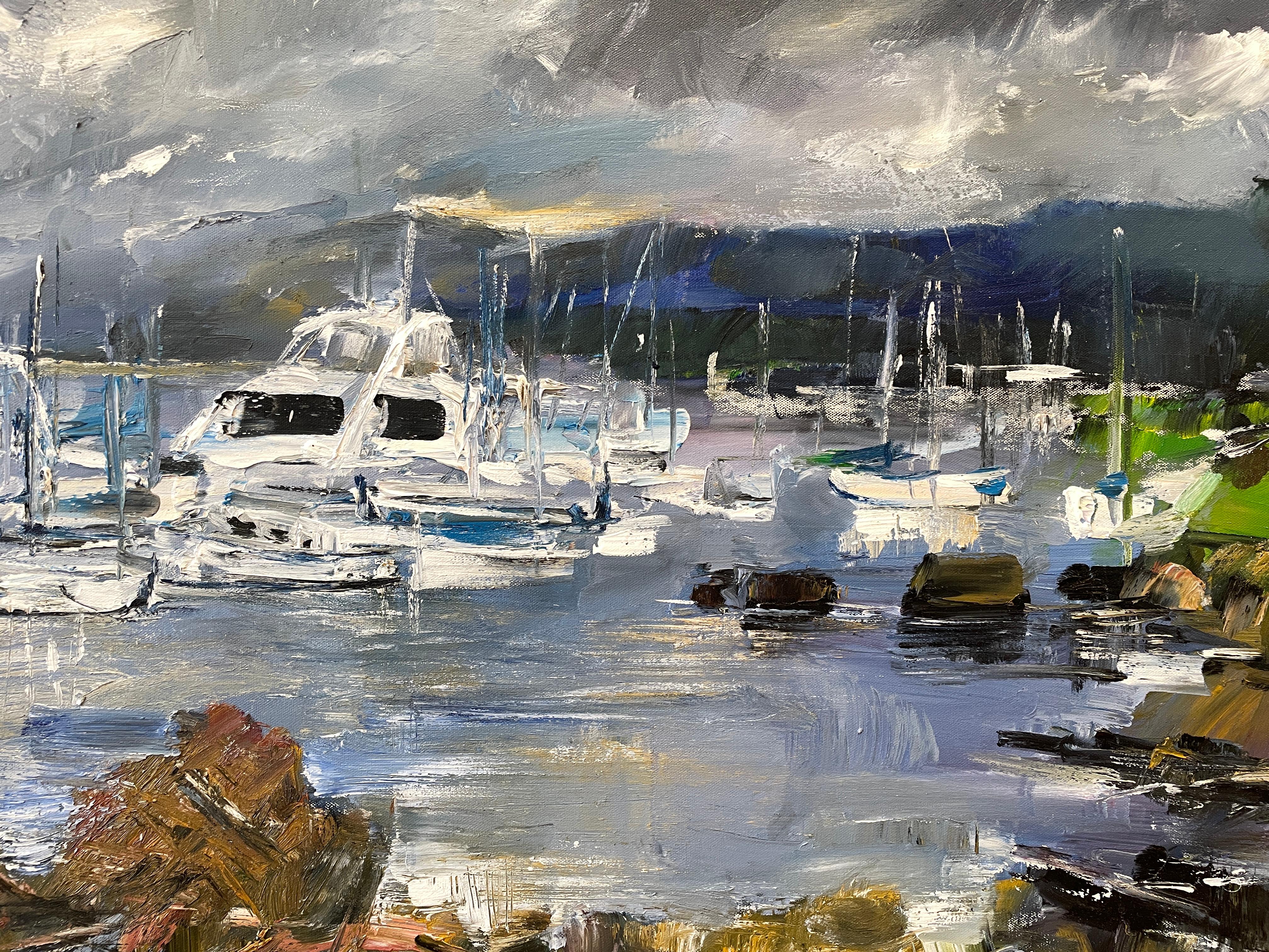 'Seabound Symphony' di Natalia Aandewiel - Paesaggio marino nuvoloso impressionista in vendita 6