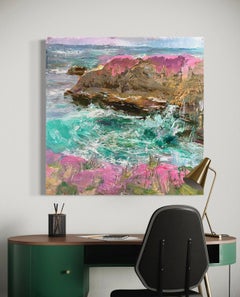 "Violet Beauty" - Lebendige, strukturierte Küstenlandschaft mit lila Wildblumen