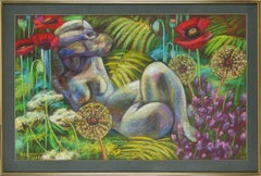 Garden sculpture. 2015. Paper, pastel. 69x92 cm. Signed