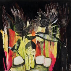 La Noche Acrylic Painting on Wood, Contemporary, Framed, 2010+