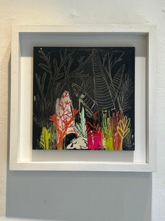 Pittura acrilica su legno Reposo, contemporanea, con cornice, 20x20 CM