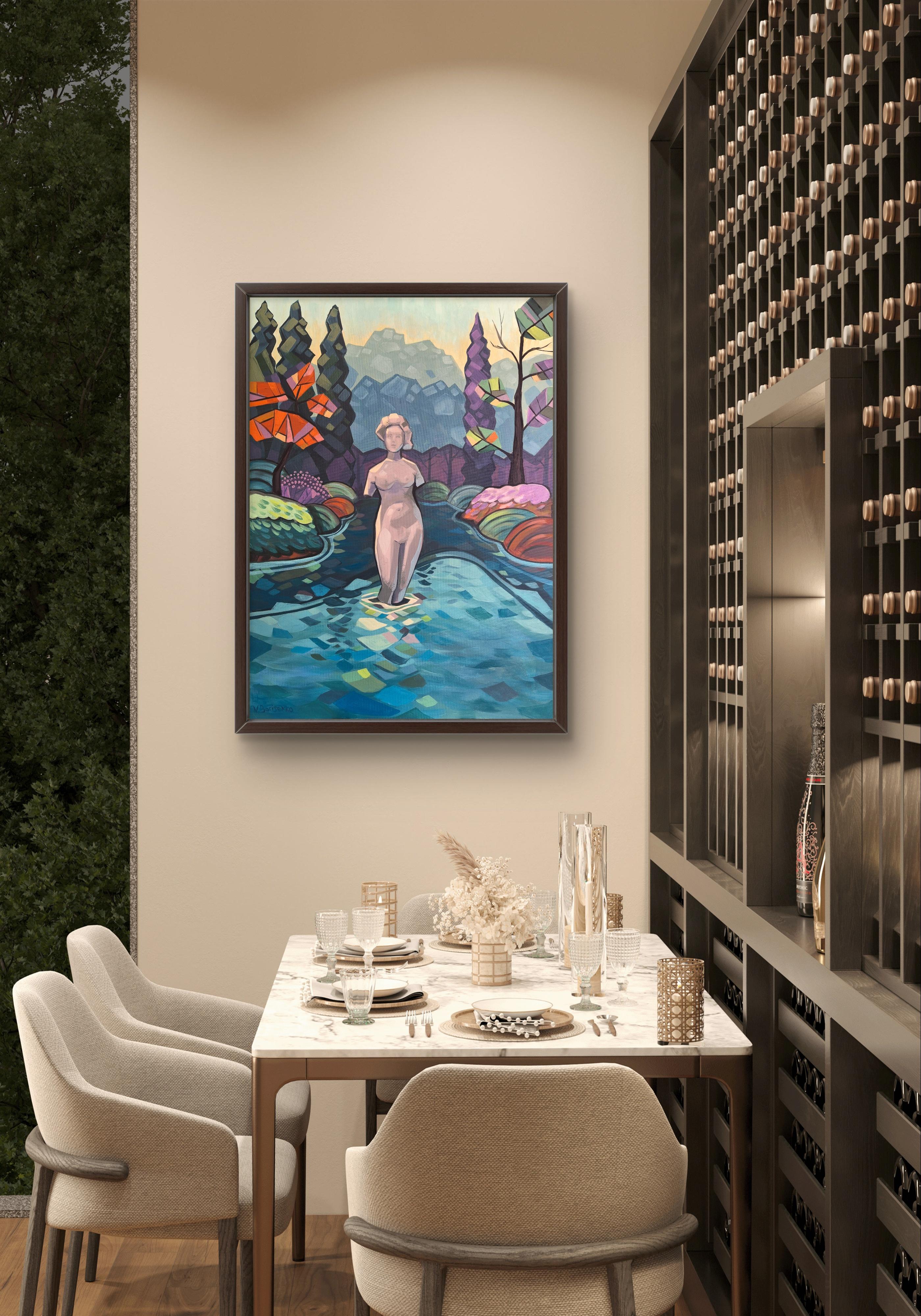 Dreams of a Forgotten Goddess - Gray Figurative Painting by Natalia Borisenko