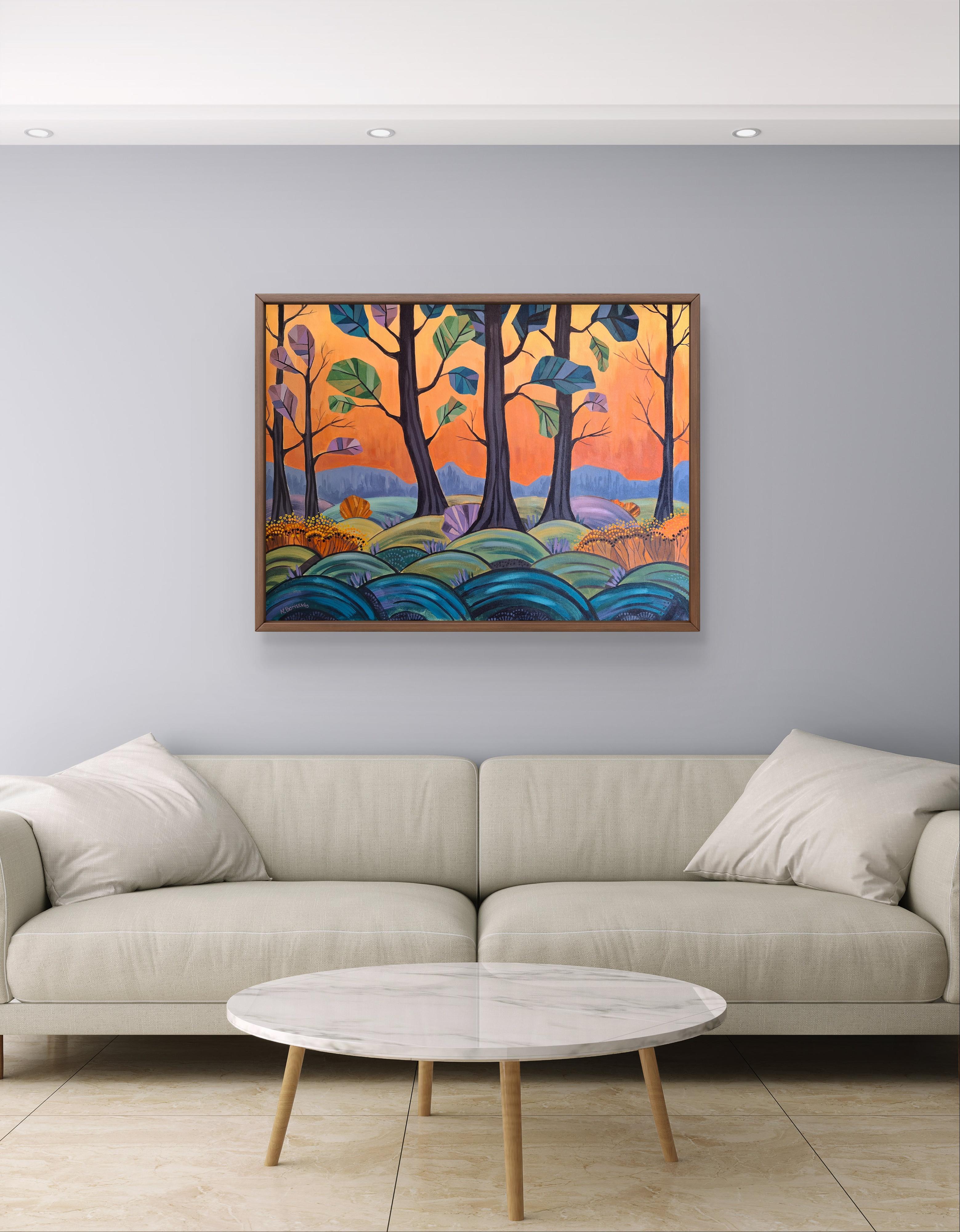 Feuriges Flüstern der Bäume – Painting von Natalia Borisenko