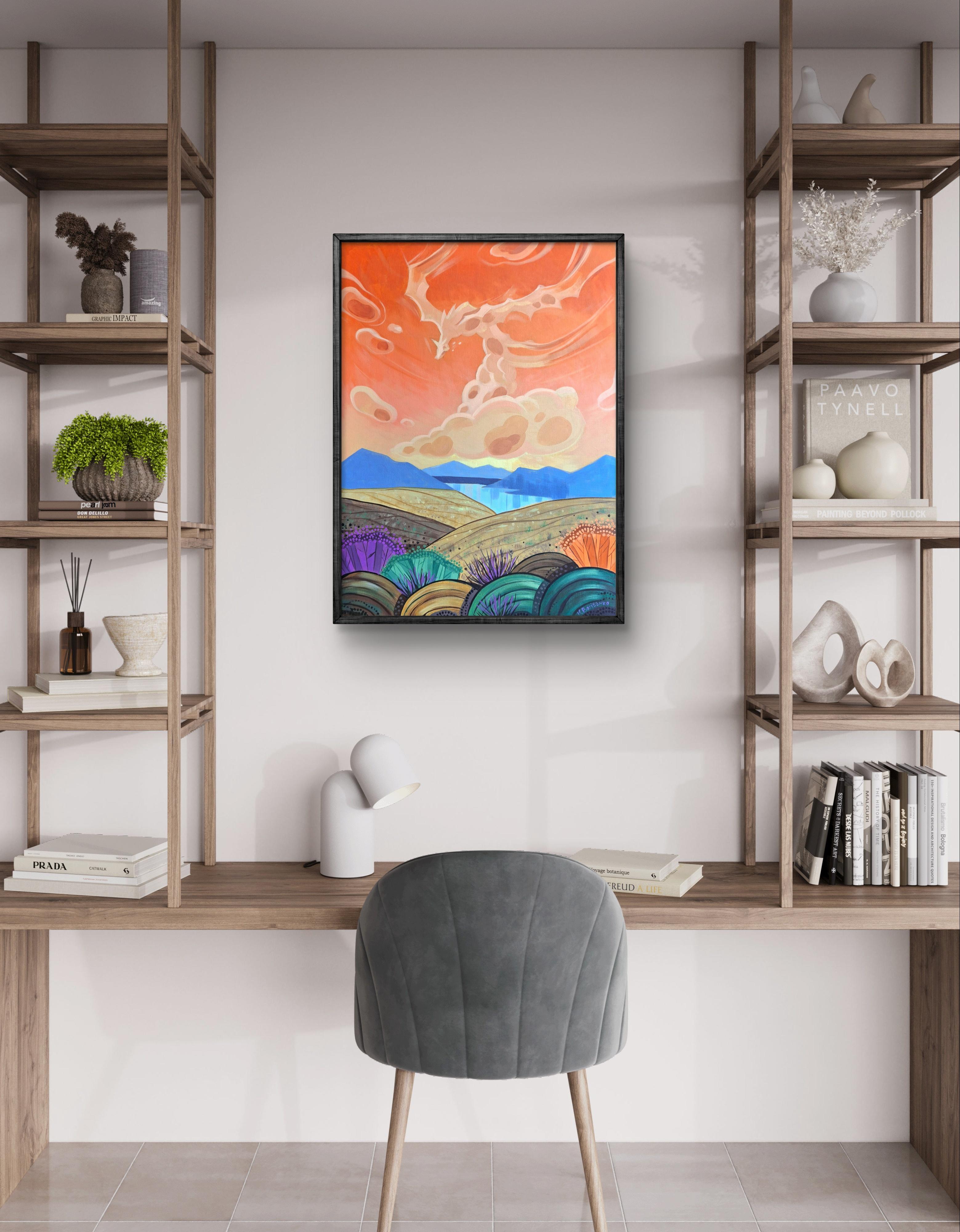 Centinela Celestial - Abstract Painting Beige de Natalia Borisenko