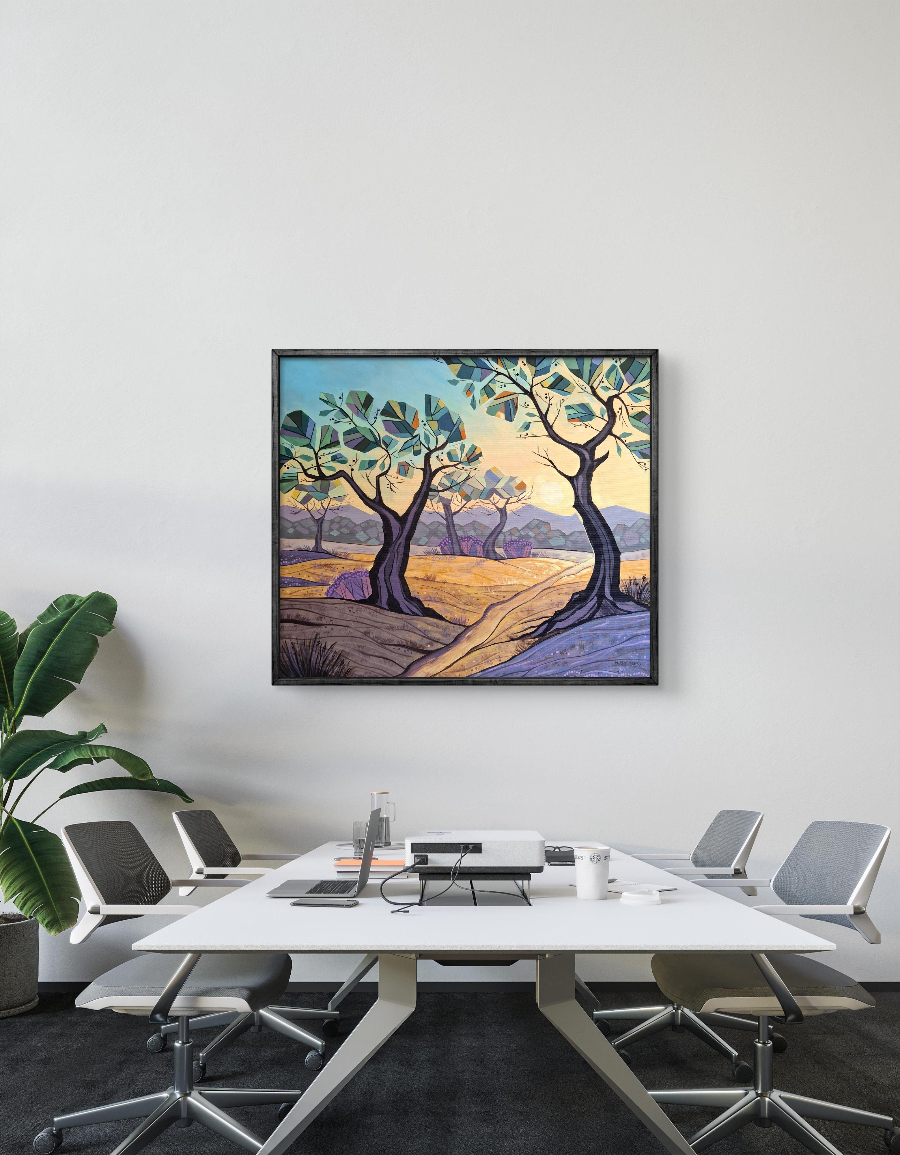 Unter dem Olivenhimmel – Painting von Natalia Borisenko