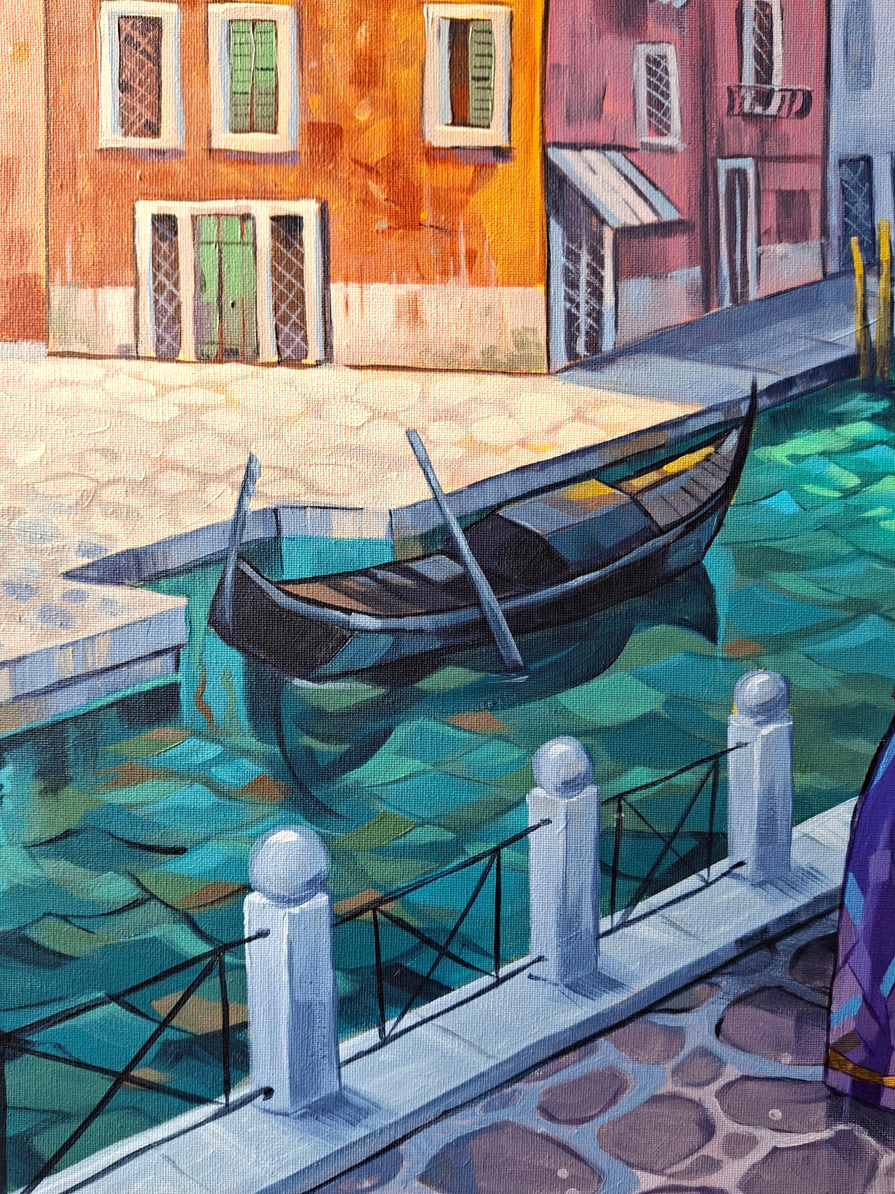 Venice in Gentle Light - Brown Landscape Painting by Natalia Borisenko