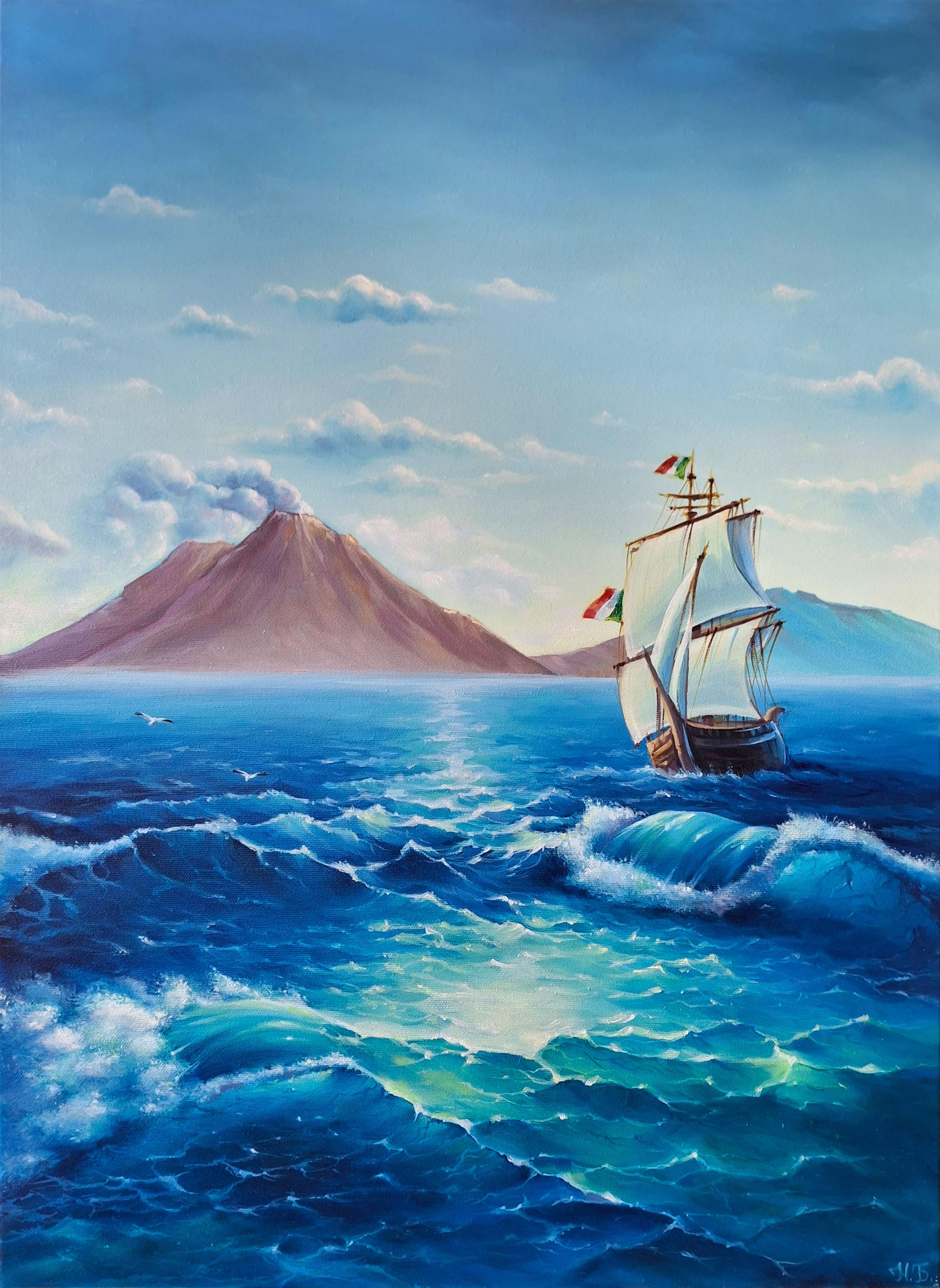 Landscape Painting di Natalia Borisenko - Dove dorme il fuoco: La Baia del Vesuvio