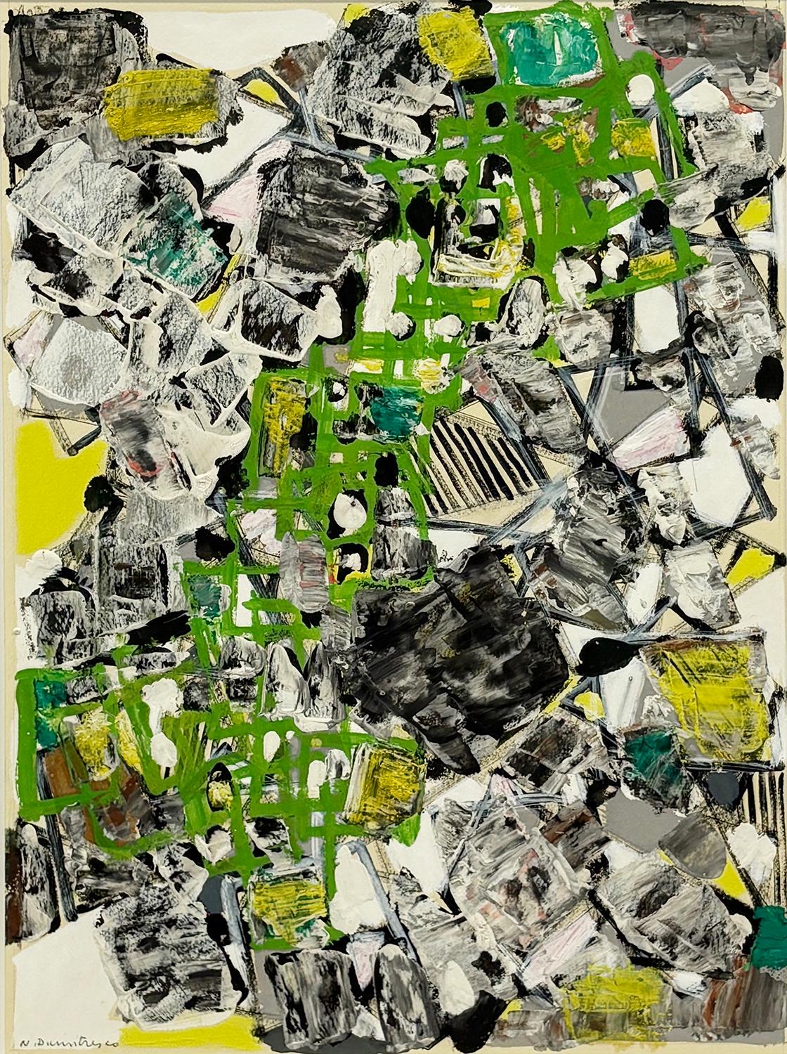 Composition jaune et verte - Art de Natalia Dumitresco