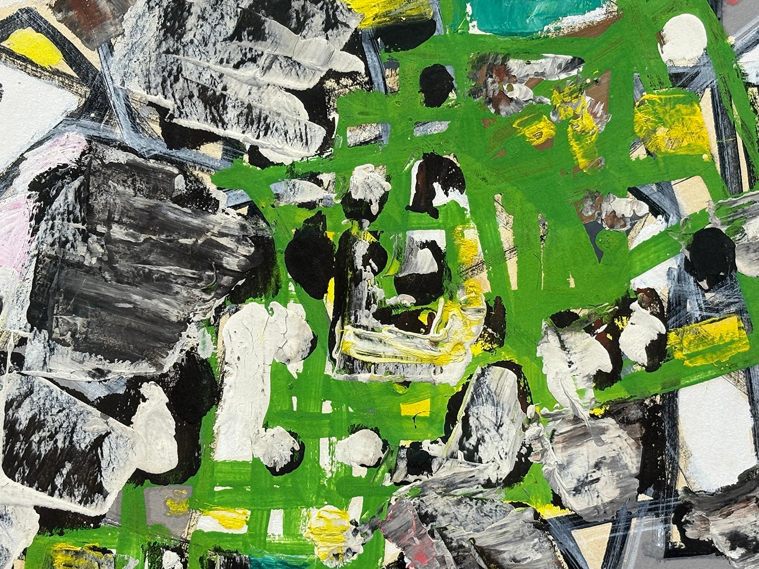 Composition jaune et verte - Beige Abstract Drawing par Natalia Dumitresco