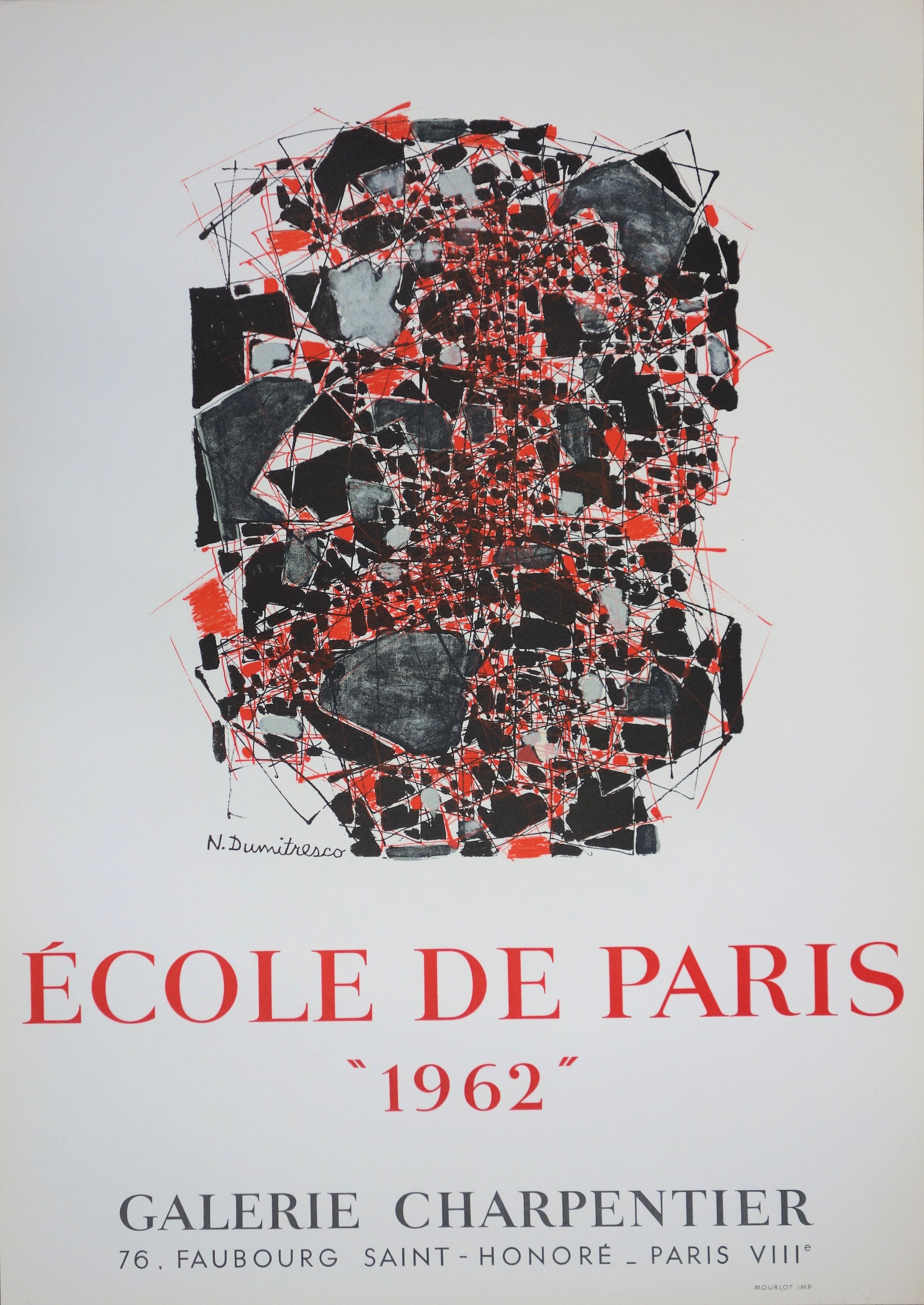 Natalia Dumitresco Abstract Print - Abstract composition - Lithograph poster for the "Ecole de Paris 1962" (Mourlot)