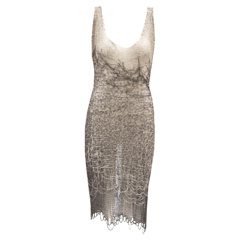knee length dresses for ladies Silver metal mesh dress – Bloda's Choice main image 1
