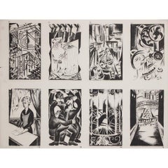 1920 Natalia Goncharova Litografía Suite "La Ciudad de Alexandre Roubakine"